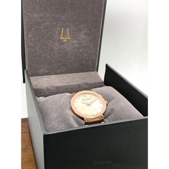 Bulova Women's Watch 97P132 Quartz Diamond Dial Rose Gold Stainless Stee… - Picture 3 of 15